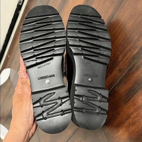 Lorenzo Mari Chunky Platform Tassel Leather Loafers size 40 Burgundy Preppy NWOB - Picture 8 of 10